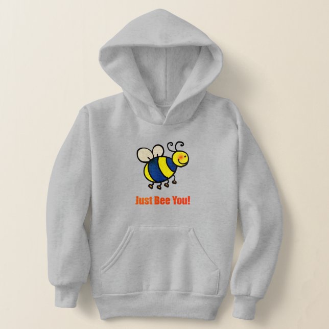 Just Bee You Cute Cartoon Bee Art Hoodie (Laydown)