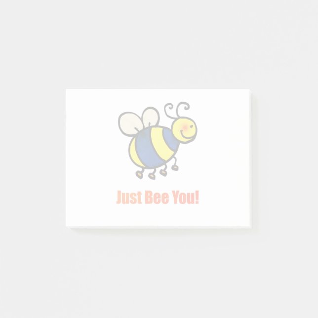 Just Bee You Happy Cartoon Bee Post-it Notes (Front)