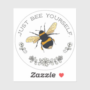Just Bee Yourself Bumblebee Circle Sticker