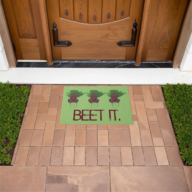 Just Beet (Beat) It Funny Red Beets Garden Veggie Doormat (Outdoor)