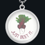 Just Beet It Red Beets Veggie Bunch Gardener Vegan Silver Plated Necklace<br><div class="desc">Design features an original marker illustration of a delicious bunch of red beet vegetables. Great for your favorite gardener,  chef,  or vegetarian foodie!

Don't see what you're looking for? Need help with customization? Click "contact this designer" to have something created just for you!</div>