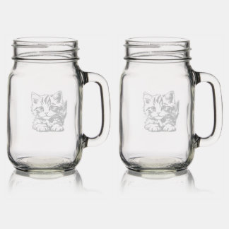 Just being adorable little kitten mason jar w/ handle