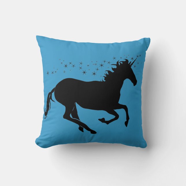 Just Believe Silhouette Unicorn Throw Pillow (Front)