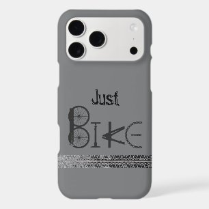 "Just Bike" Graffiti from Bike Parts & Tire Tracks iPhone 17 Pro Max Case