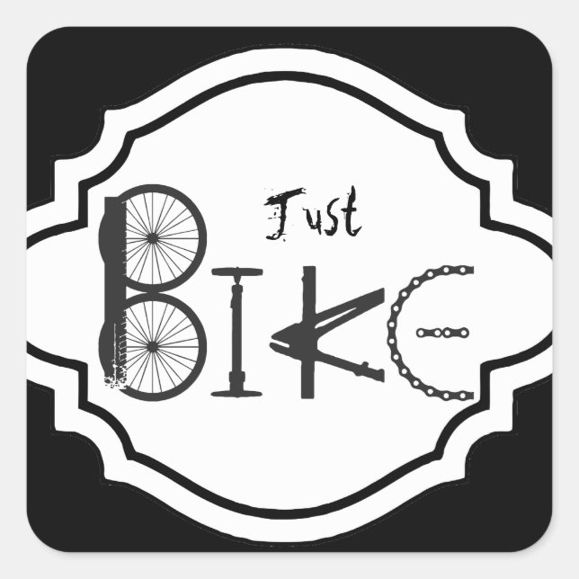 "Just Bike" Graffiti from Bike Parts & Tire Tracks Square Sticker (Front)