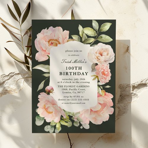 Just Blush Floral 100th Birthday 