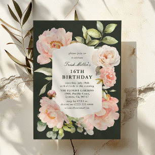 Just Blush Floral 16th Birthday Invitation