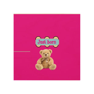 Just Born Teddy Bear Design Wood Wall Art