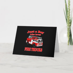 Just Boy Who Loves Firetruck & Toddler Firefighter Holiday Card