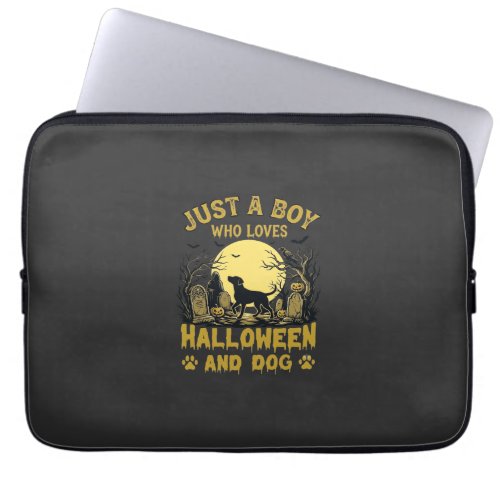 Just Boy Who Loves Halloween Dog Full Moon Laptop Sleeve