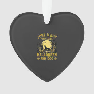 Just Boy Who Loves Halloween Dog Full Moon Ornament