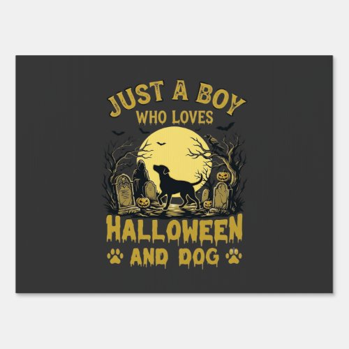 Just Boy Who Loves Halloween Dog Full Moon Sign