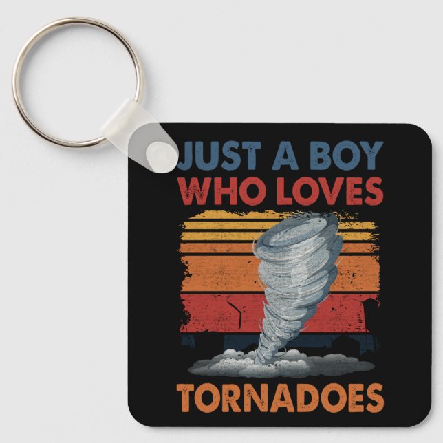 Just Boy Who Loves Tornado Art Weather Storm Torna Keychain (Front)