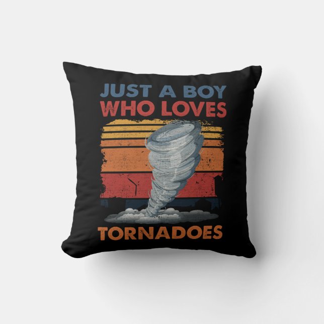 Just Boy Who Loves Tornado Art Weather Storm Torna Throw Pillow (Front)