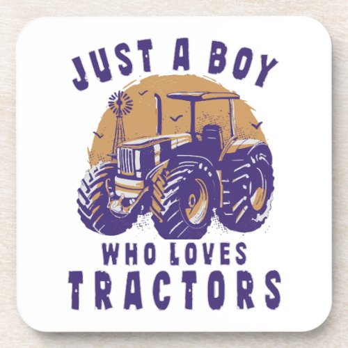 Just Boy Who Loves Tractors Farm Trucks Beverage Coaster