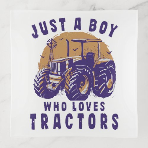 Just Boy Who Loves Tractors Farm Trucks Trinket Tray