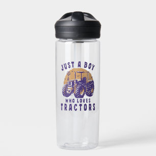 Just Boy Who Loves Tractors Farm Trucks Water Bottle