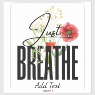 Just Breath Inspiration Floral Yoga Sticker