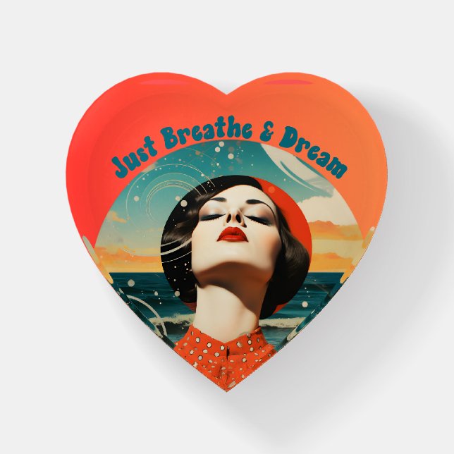 Just Breathe and Dream Heart Paperweight (Front)