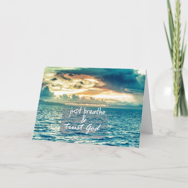 Just Breathe and Trust God Faith Quote Card (Front)