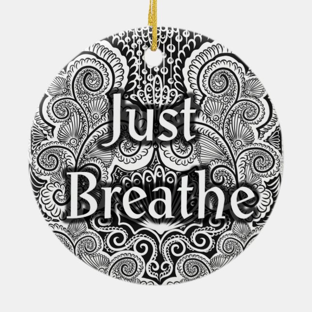Just Breathe – Calming Mandala-Inspired  Ceramic Ornament (Back)