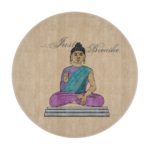 Just Breathe Calming Seated Buddha Charcuterie  Cutting Board