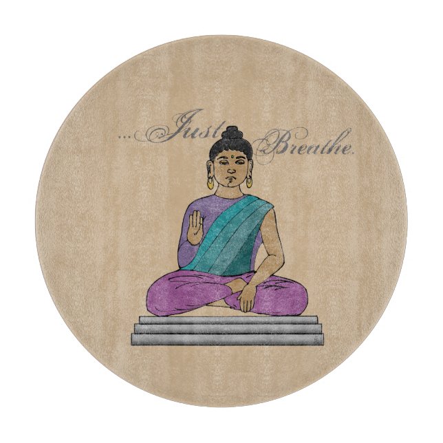 Just Breathe Calming Seated Buddha Charcuterie  Cutting Board (Front)