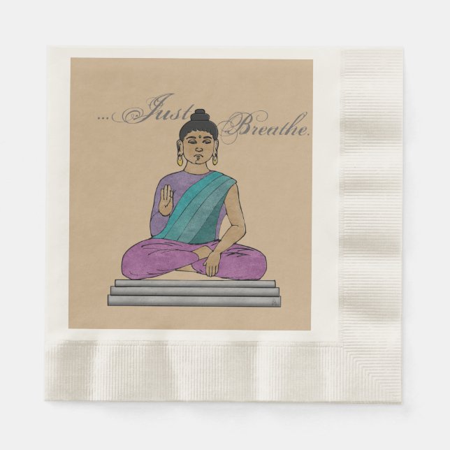 Just Breathe Calming Seated Buddha Napkins (Front)