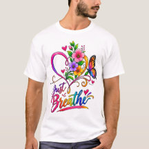 Just Breathe | Colorful Floral Heart & Butterfly