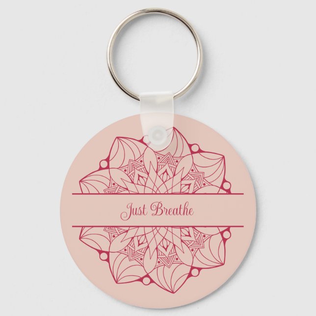 Just Breathe - Custom Mandala Keychain (Front)
