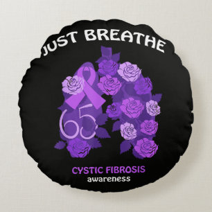 Just Breathe Cystic Fibrosis Awareness Round Pillow