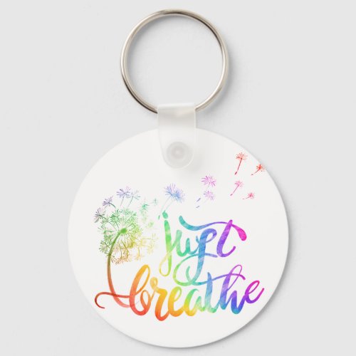 Just breathe   dandelion blowing in the wind  keychain