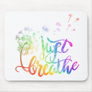 Just breathe    dandelion blowing in the wind  mouse pad