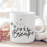 "Just Breathe" Dandelion Butterfly Coffee Mug<br><div class="desc">Take a moment to pause and reflect with the serene "Just Breathe" Dandelion Butterfly Coffee Mug. This calming mug features a delicate dandelion and butterfly design, paired with the soothing reminder to "Just Breathe." The combination of nature-inspired imagery and an uplifting message makes it the perfect companion for your morning...</div>