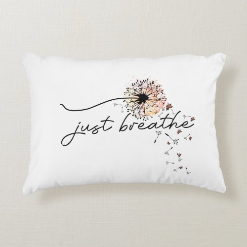 Just Breathe Dandelion Butterfly Inspiration Yoga  Accent Pillow