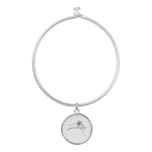 Just Breathe Dandelion Butterfly Inspiration Yoga Bangle Bracelet