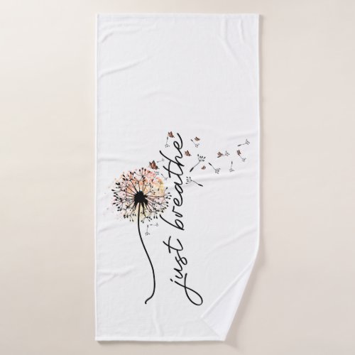 Just Breathe Dandelion Butterfly Inspiration Yoga  Bath Towel Set