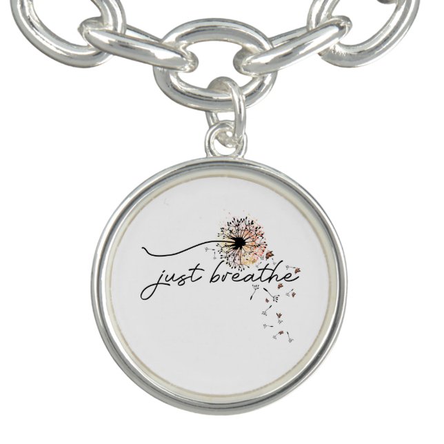 Just Breathe Dandelion Butterfly Inspiration Yoga Bracelet (Design)