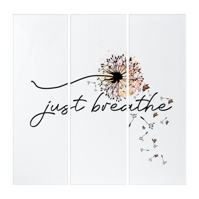 Just Breathe Dandelion Butterfly Inspiration Yoga Triptych (Front)