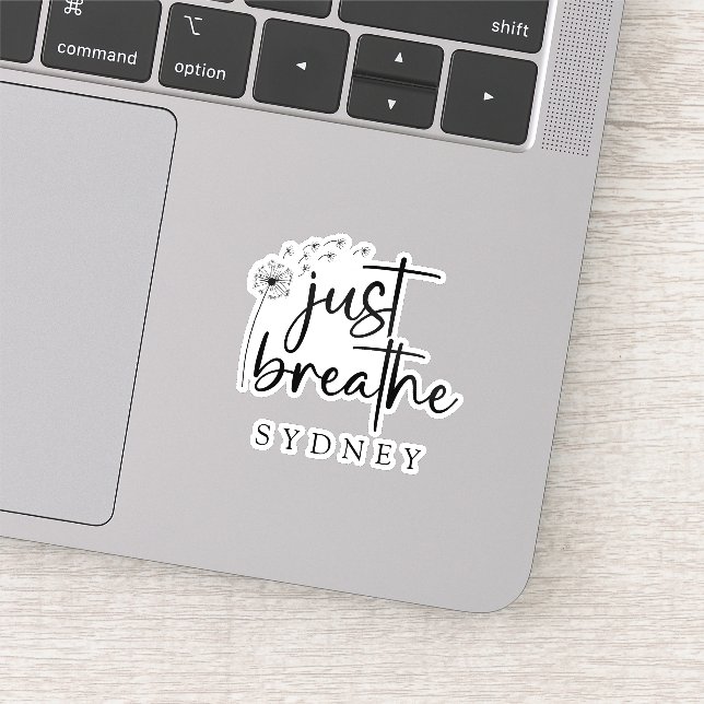 Just Breathe Dandelion Custom Name Sticker (Detail)
