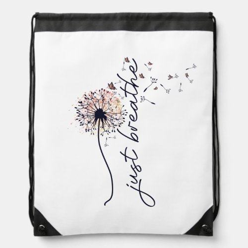 Just Breathe Dandelion Encouragement Yoga  Drawstring Bag