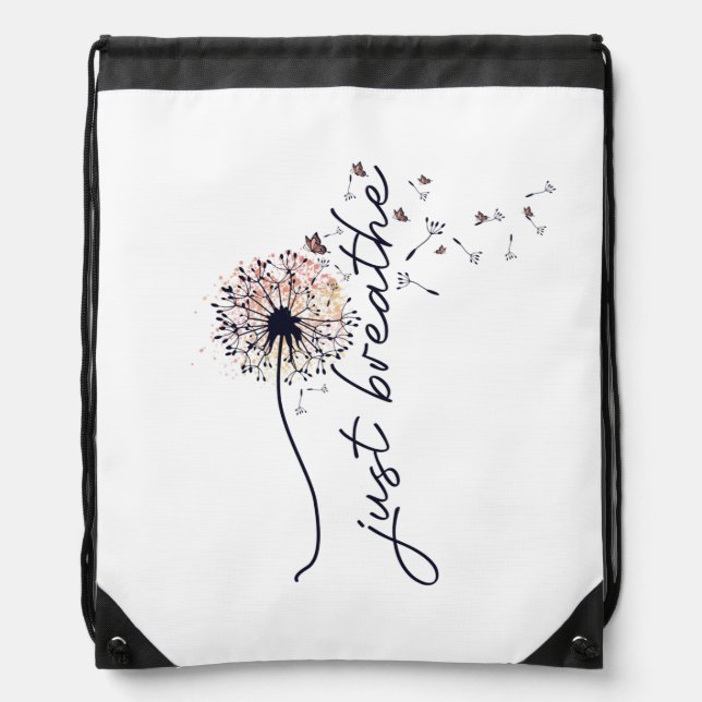 Just Breathe Dandelion Encouragement Yoga  Drawstring Bag (Front)