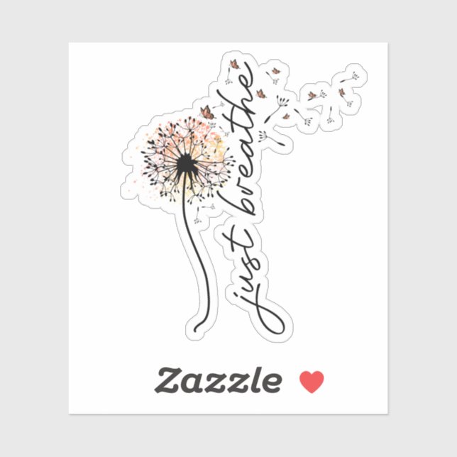 Just Breathe Dandelion Self Care Inspiration Yoga Sticker (Sheet)