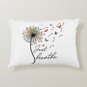 Just Breathe flower and Butterfly throw pillow