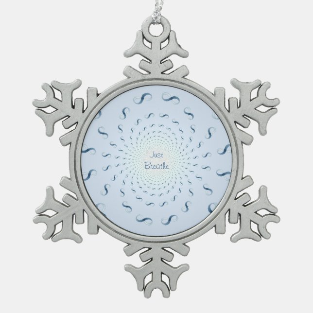 Just Breathe Infinite Infinity Snowflake Pewter Christmas Ornament (Front)