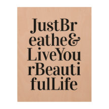 Just Breathe Inspirational Typography Quotes Pink