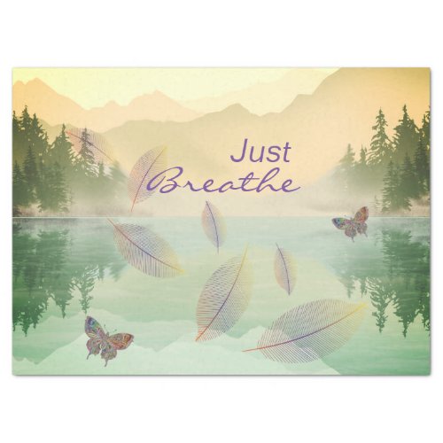 Just Breathe Leaves Butterfly Gold Mountain  Tissue Paper