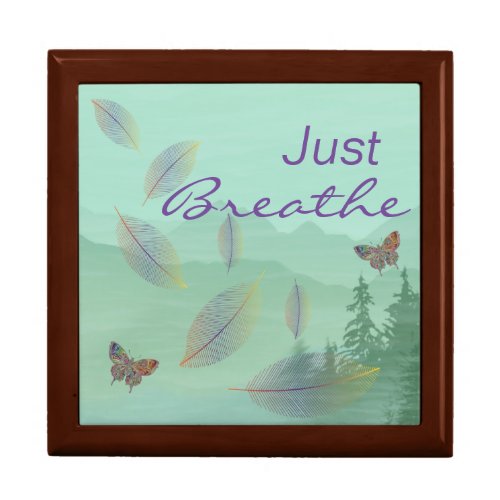 Just Breathe Leaves Butterfly Green Mountain  Gift Box