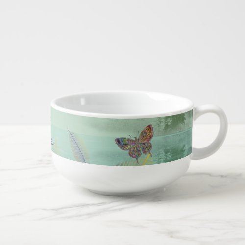 Just Breathe Leaves Butterfly Green Mountain Soup Mug
