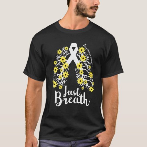 Just_Breathe Lung Cancer Awareness Support Ribbon T_Shirt